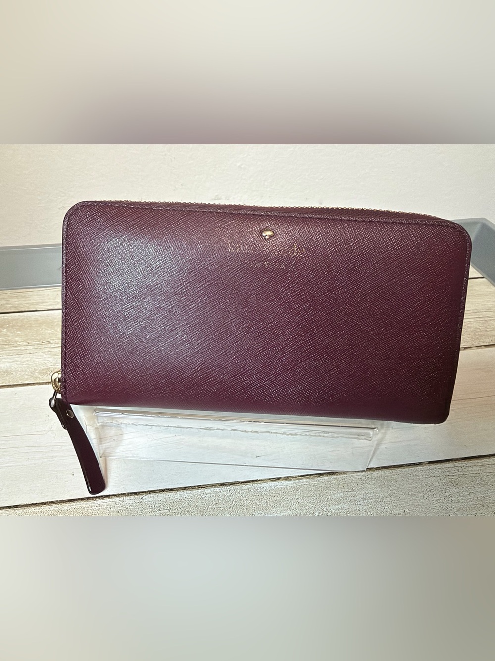kate spade Plum Saffiano Zip-Around Wallet